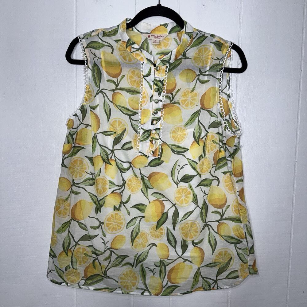 Brooks Brothers Women’s Lemon Print Tank Top With Cami Size 10